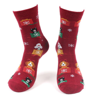 PARQUET BRAND Ladies CHRISTMAS CATS & DOGS Socks - Novelty Socks for Less