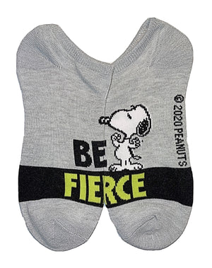 PEANUTS Ladies 5 Pair No Show Socks ‘BE FIERCE’ - Novelty Socks for Less