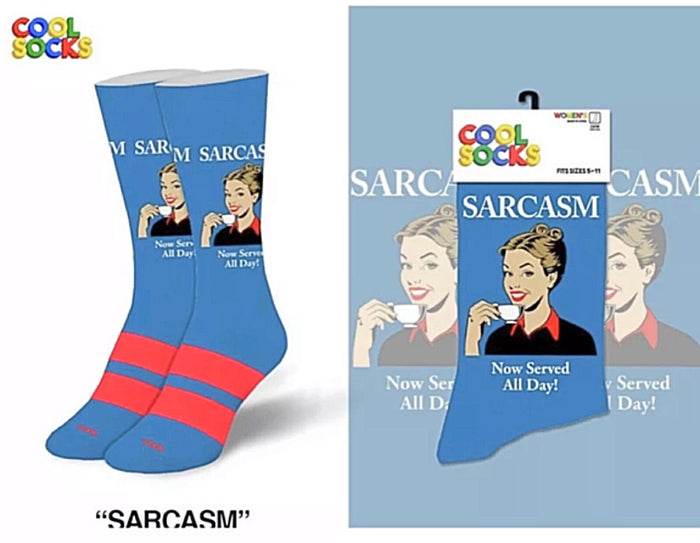 COOL SOCKS Brand Ladies Socks ‘SARCASM NOW SERVED ALL DAY’