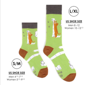 PARQUET BRAND Men’s CATS PLAYING WITH TOILET PAPER SOCKS 'I DO WHAT I WANT' - Novelty Socks for Less