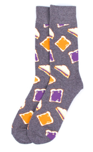PARQUET Brand Men’s PEANUT BUTTER & JELLY SANDWICHES Socks - Novelty Socks for Less