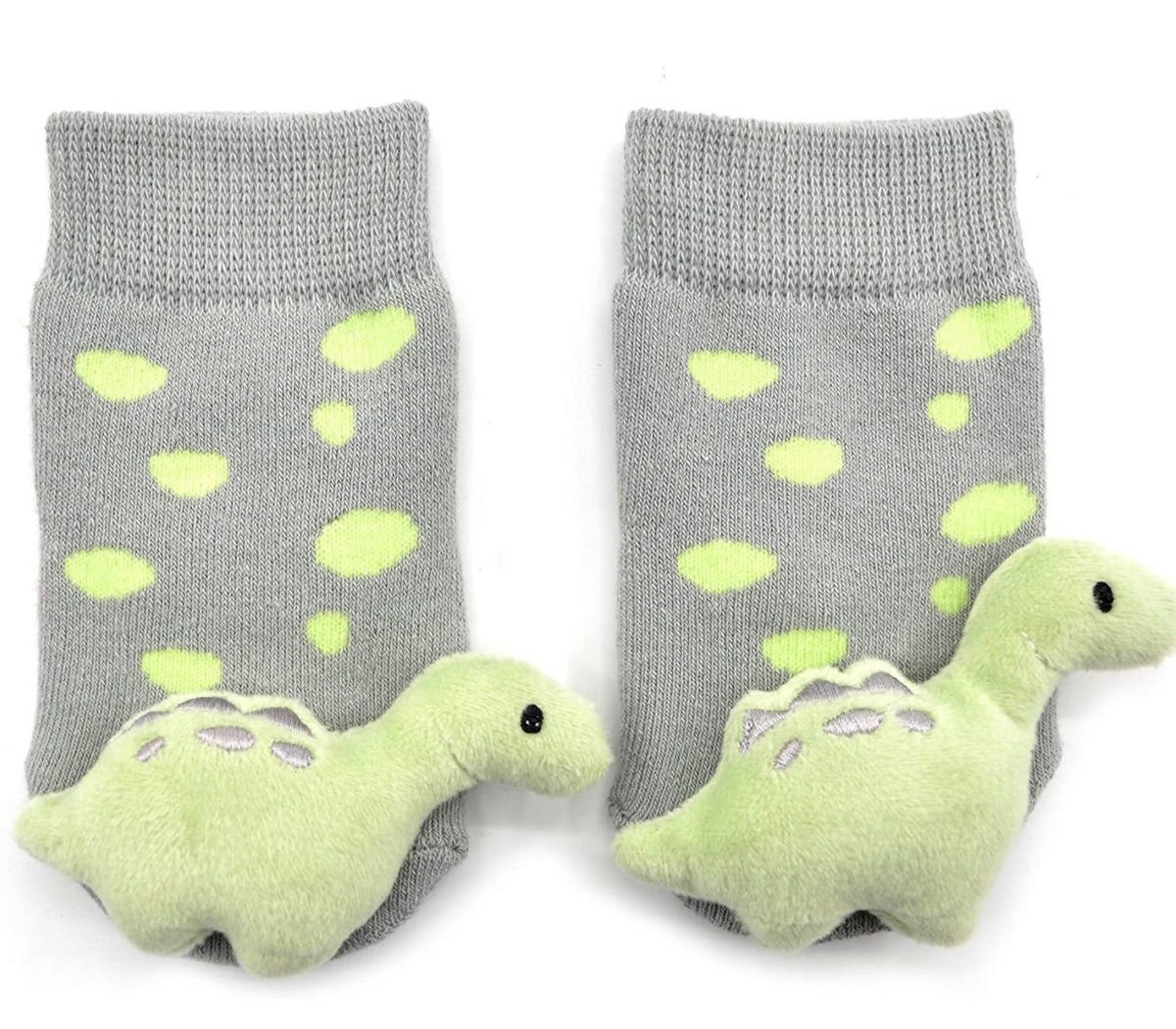 BOOGIE TOES Unisex Baby DINOSAUR RATTLE GRIPPER BOTTOM SOCKS By PIERO LIVENTI - Novelty Socks for Less