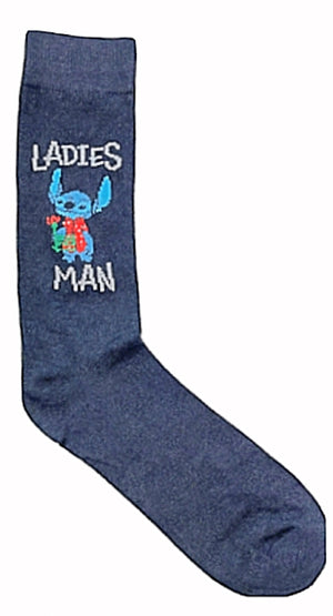 DISNEY LILO & STITCH Men’s VALENTINE’S DAY Socks ‘LADIES MAN’ - Novelty Socks for Less