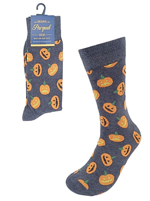 PARQUET BRAND MEN’S HALLOWEEN SOCKS WITH PUMPKINS - Novelty Socks for Less