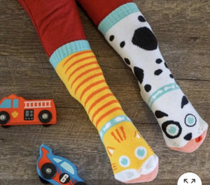 PALS SOCKS Brand Toddler CAT & DOG MISMATCHED GRIPPER Socks - Novelty Socks for Less