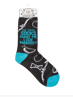 PRIMITIVES BY KATHY Unisex ‘DO THESE SOCKS MAKE MY LOOK MARRIED?’ - Novelty Socks for Less