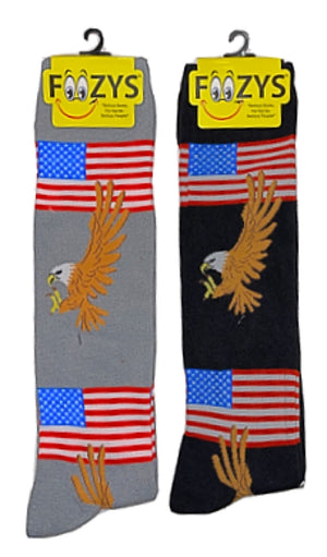 FOOZYS Brand Ladies AMERICAN FLAG & BALD EAGLE 2 Pair Of KNEE SOCKS - Novelty Socks for Less