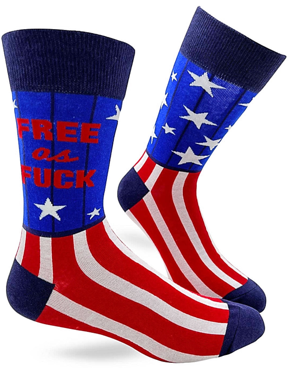 FABDAZ BRAND MEN’S AMERICAN FLAG SOCKS ‘FREE AS FUCK’ - Novelty Socks for Less