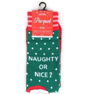 Parquet Brand Men’s NAUGHTY OR NICE SANTA - Novelty Socks for Less