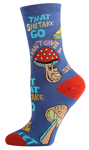 OOOH YEAH Brand Ladies SHITTAKE Socks ‘LET THAT SHIITAKE GO’ - Novelty Socks for Less
