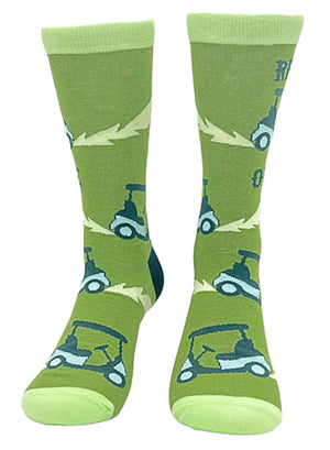 CRAZY DOG Brand Men’s GOLF Socks ‘RIDE OR DIE’ With GOLF CART - Novelty Socks for Less