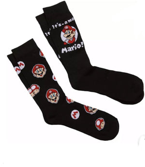 SUPER MARIO Men’s 2 Pair Of Socks Mario & Toad - Novelty Socks for Less