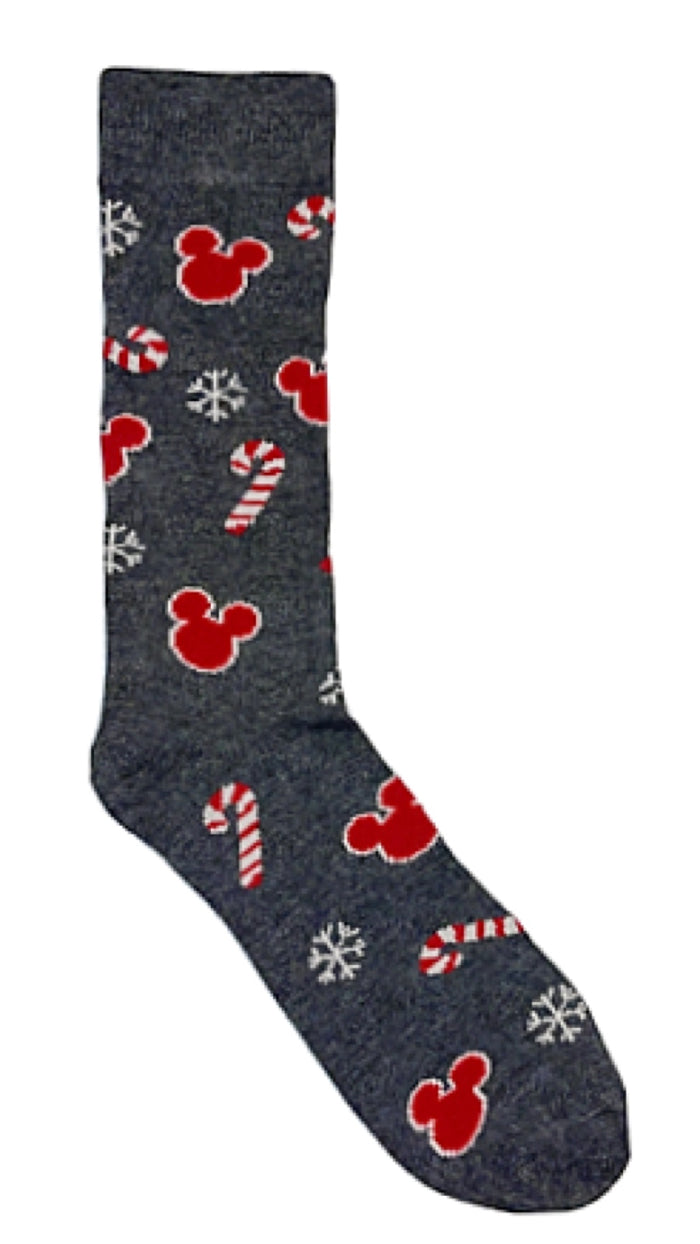 DISNEY MEN’S CHRISTMAS MICKEY MOUSE & CANDY CANES SOCKS