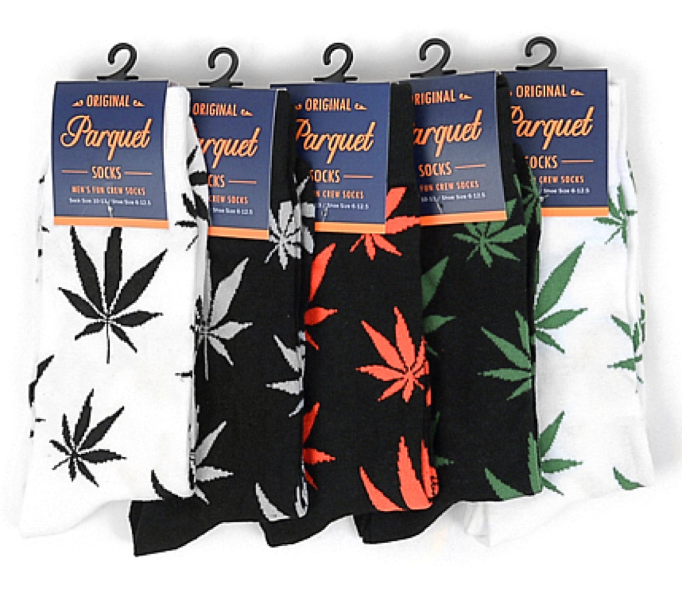 MARIJUANA POT LEAF WEED Men's Socks PARQUET BRAND (CHOOSE COLOR) Black WITH White LEAVES MARIJUANA POT LEAF WEED Men's Socks PARQUET BRAND (CHOOSE COLOR) Black WITH White LEAVES