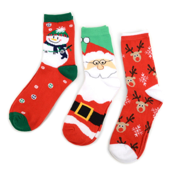 PARQUET Brand Ladies 3 Pair Of CHRISTMAS Socks SANTA CLAUS, RUDOLPH, SNOWMAN