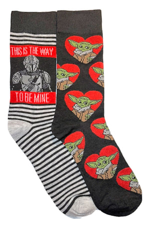 STAR WARS THE MANDALORIAN Men’s 2 Pair Of YODA VALENTINES DAY Socks ‘THIS IS THE WAY TO BE MINE’ - Novelty Socks for Less