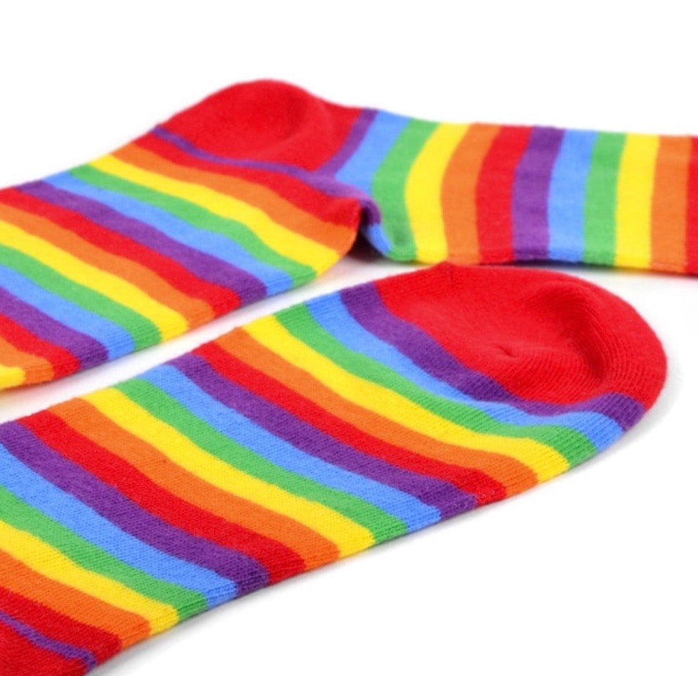 Pink Rainbow Stripe Toe Socks