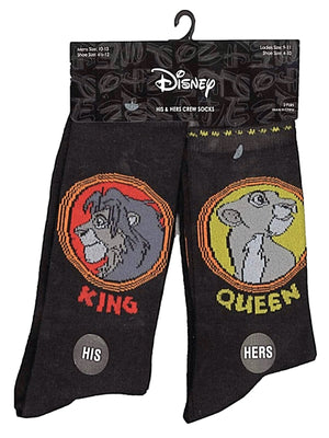 Disney’s THE LION KING His & Hers 2 Pair Of Socks ‘KING & QUEEN’ - Novelty Socks for Less