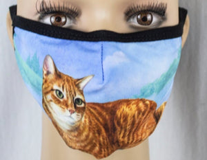 E&S Pets Brand ORANGE TABBY CAT Adult Face Mask Cover - Novelty Socks for Less