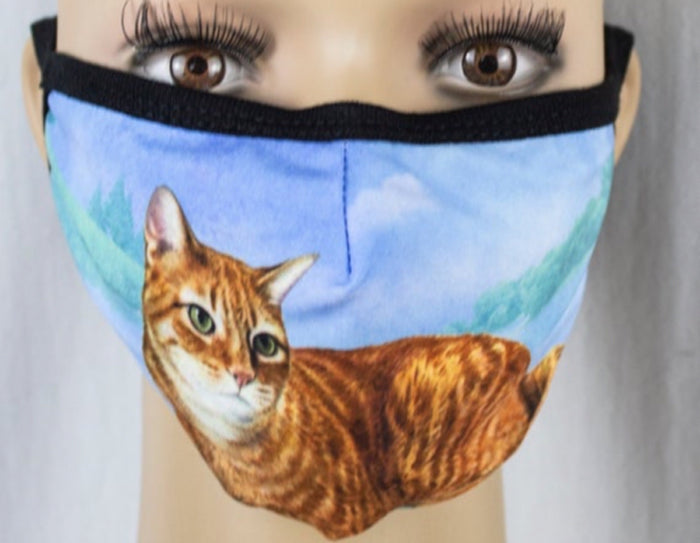E&S Pets Brand ORANGE TABBY CAT Adult Face Mask Cover