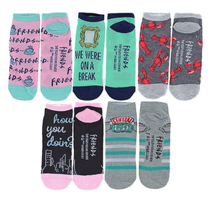FRIENDS TV SHOW Ladies 5 Pair No Show Socks ‘HOW YOU DOIN?’ ‘WE WE’RE ON A BREAK’ - Novelty Socks for Less
