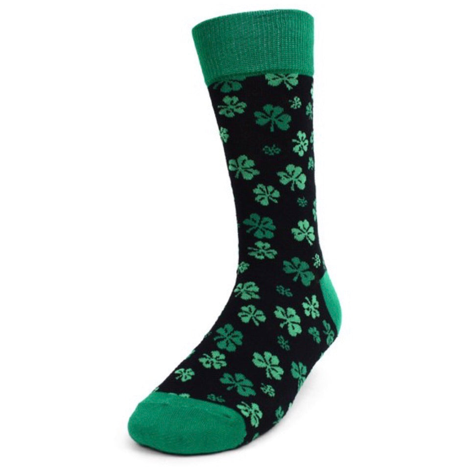 GREEN Men\'s Novelty And Patrick\'s St. (CHOOSE Brand CUFF | Socks OR CUFF) Parquet SHAMROCKS BLACK Slippers Socks Day
