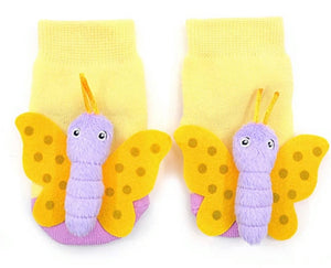 BOOGIE TOES Unisex Baby BUTTERFLY RATTLE GRIPPER BOTTOM SOCKS - Novelty Socks for Less