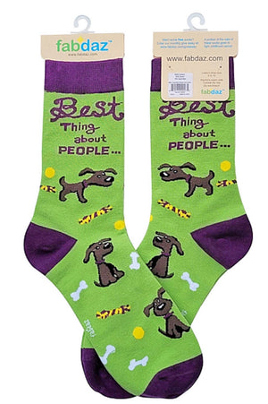 FABDAZ Brand Ladies DOG Socks BEST THING ABOUT PEOPLE… THEIR DOGS’ - Novelty Socks for Less