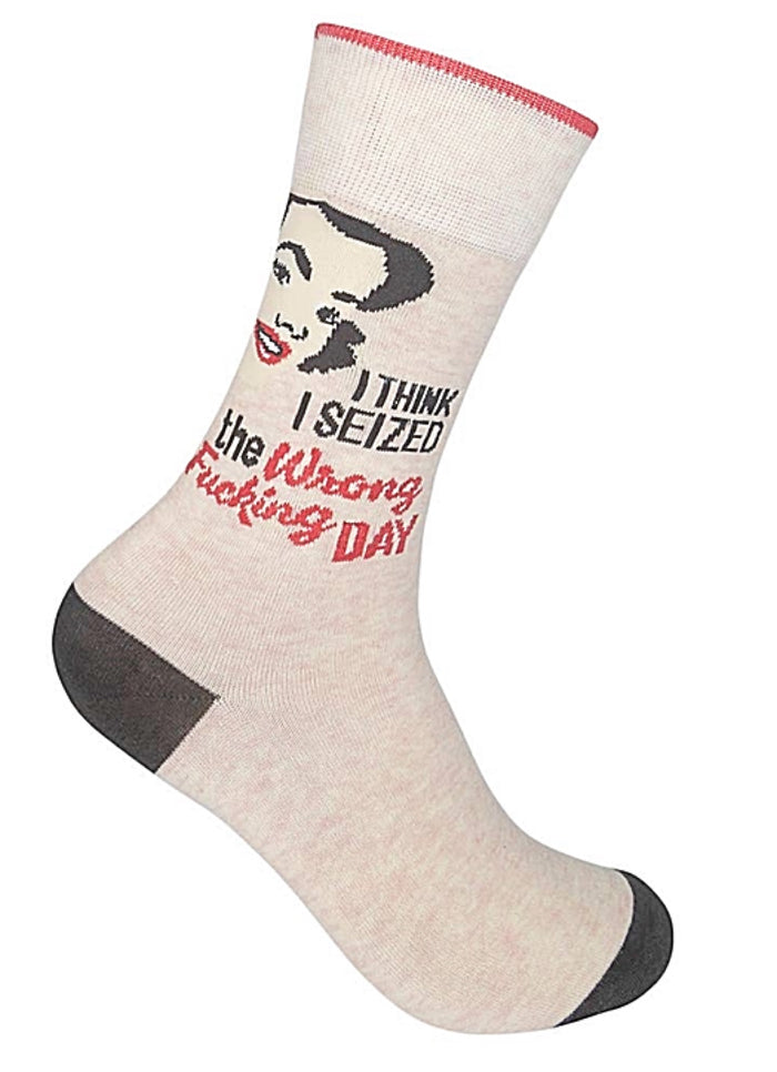 FUNATIC Brand Unisex ‘I THINK I SEIZED THE WRONG F-N DAY’ SOCKS