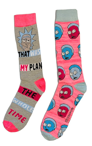 RICK & MORTY Men’s 2 Pair Of Socks ‘THAT WAS MY PLAN THE WHOLE TIME’ - Novelty Socks for Less
