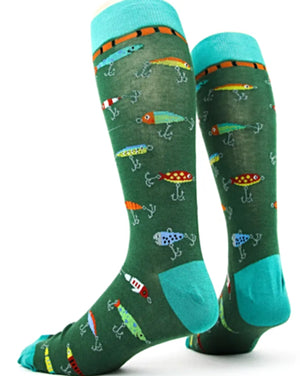 FOOT TRAFFIC Brand Mens FISHING LURES Socks - Novelty Socks for Less