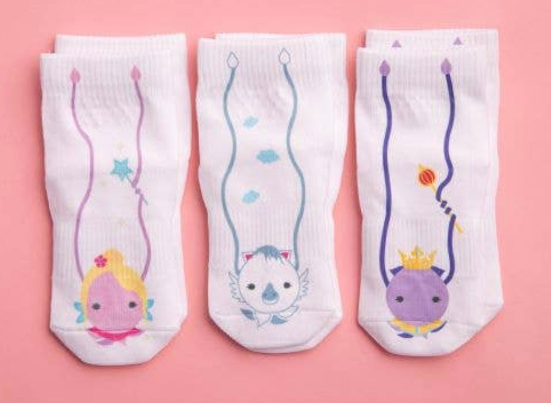 SQUID SOCKS Brand Unisex INFANT/TODDLER 3 Pair Of STAY ON Socks 'CORA  COLLECTION
