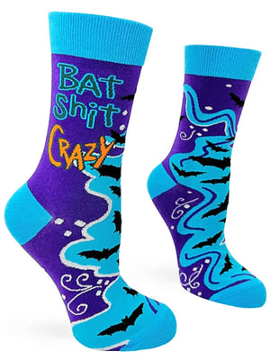 FABDAZ BRAND LADIES ‘BAT SHIT CRAZY’ SOCKS With BATS - Novelty Socks for Less