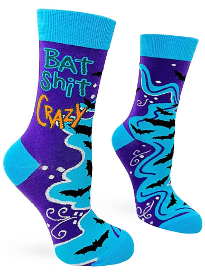 FABDAZ BRAND LADIES ‘BAT SHIT CRAZY’ SOCKS With BATS