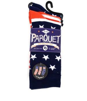 PARQUET Brand Mens 3 Pair AMERICAN FLAG Socks - Novelty Socks for Less