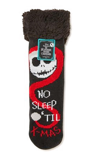 DISNEY THE NIGHTMARE BEFORE CHRISTMAS LADIES GRIPPER BOTTOM SLIPPER SOCKS With JACK SKELLINGTON - Novelty Socks for Less