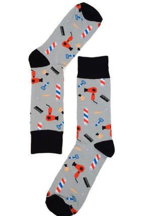 Parquet Brand Men’s Socks WITH BARBER SHOP PATTERN - Novelty Socks for Less