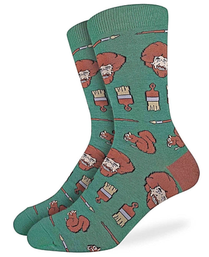 BOB ROSS Men’s Socks With SQUIRRELS GOOD LUCK Sock Brand