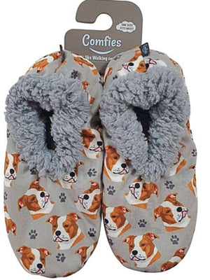 COMFIES Ladies PIT BULL DOG NON-SKID SLIPPERS - Novelty Socks for Less