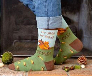 FOOT TRAFFIC Men’s  ‘MY YARD MY RULES MY NUTS! - Novelty Socks for Less