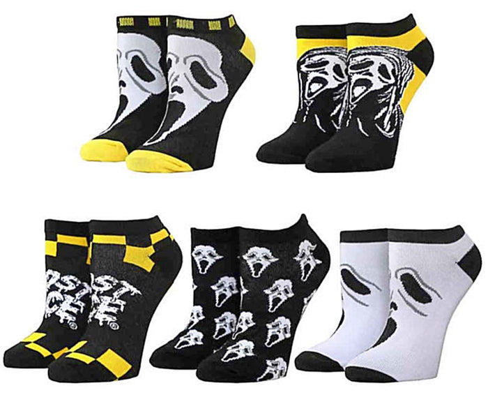 GHOSTFACE LADIES 5 PAIR OF ANKLE SOCKS BIOWORLD BRAND