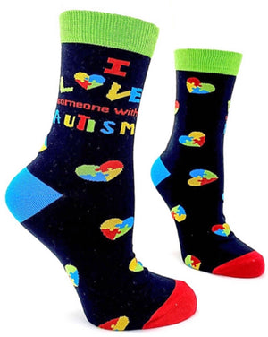 FABDAZ Brand Ladies I LOVE SOMEONE WITH AUTISM Socks - Novelty Socks for Less