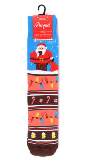 PARQUET BRAND Mens CHRISTMAS SANTA Socks ‘OOPS’ #CHRISTMAS # GAINZ - Novelty Socks for Less