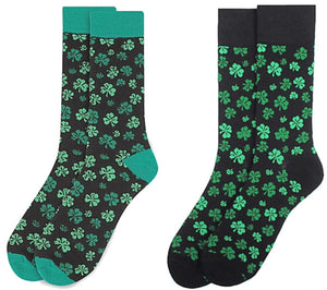 Parquet Brand Men’s SHAMROCKS St. Patrick's Day Socks (CHOOSE GREEN CUFF OR BLACK CUFF) - Novelty Socks for Less