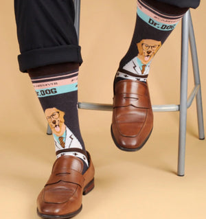 PARQUET BRAND Men’s HEALTHCARE DR. DOG Socks #CAREGIVER, VETERINARIAN SOCKS - Novelty Socks for Less