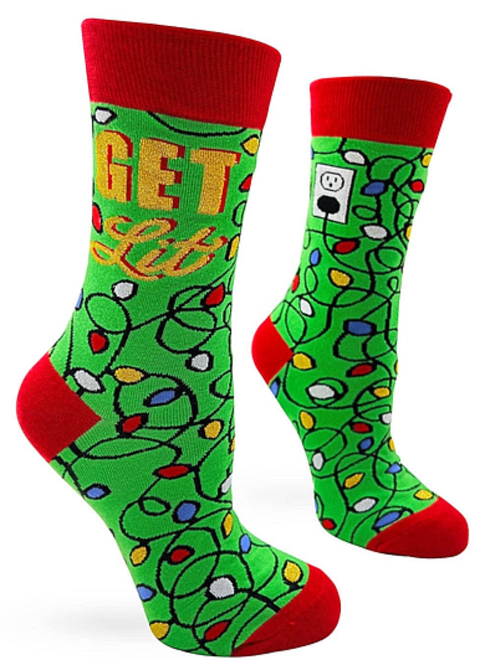 FABDAZ BRAND LADIES CHRISTMAS LIGHTS SOCKS ‘GET LIT’