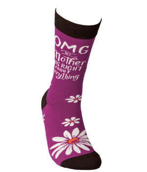 PRIMITIVES BY KATHY LOL SOCKS ‘OMG MY MOTHER’ Unisex - Novelty Socks for Less