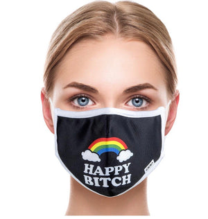 ODD SOX BRAND ADULT Face Mask ‘HAPPY BITCH’ - Novelty Socks for Less