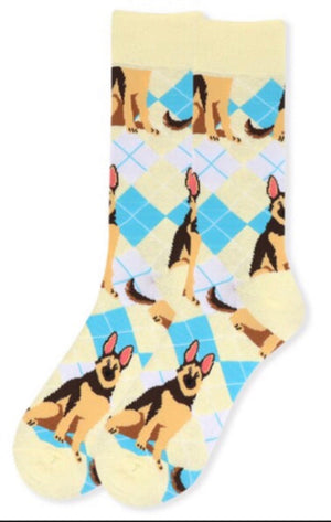 PARQUET BRAND MEN’S GERMAN SHEPHERD DOG SOCKS (CHOOSE COLOR) - Novelty Socks for Less