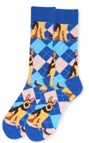 PARQUET BRAND MEN’S GERMAN SHEPHERD DOG SOCKS (CHOOSE COLOR) - Novelty Socks for Less